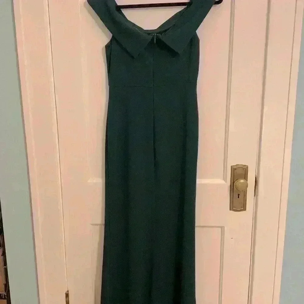 Lulus Aveline Forest Green Off-the-Shoulder Maxi Dress, Womens Size Medium - Picture 11 of 16